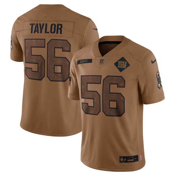 Mens New York Giants #56 Lawrence Taylor 2023 Brown Salute To Service Limited Football Stitched Jersey Dyin->new york giants->NFL Jersey